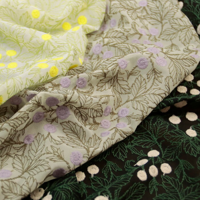 刺繍 デイジー メルマガ商品 ポリエステルシフォン生地 ブラウス シアー 透け感 ストール 花柄 シフォン 上品 ハンドメイド 大人服 裁縫 手作り 布地 50cm単位