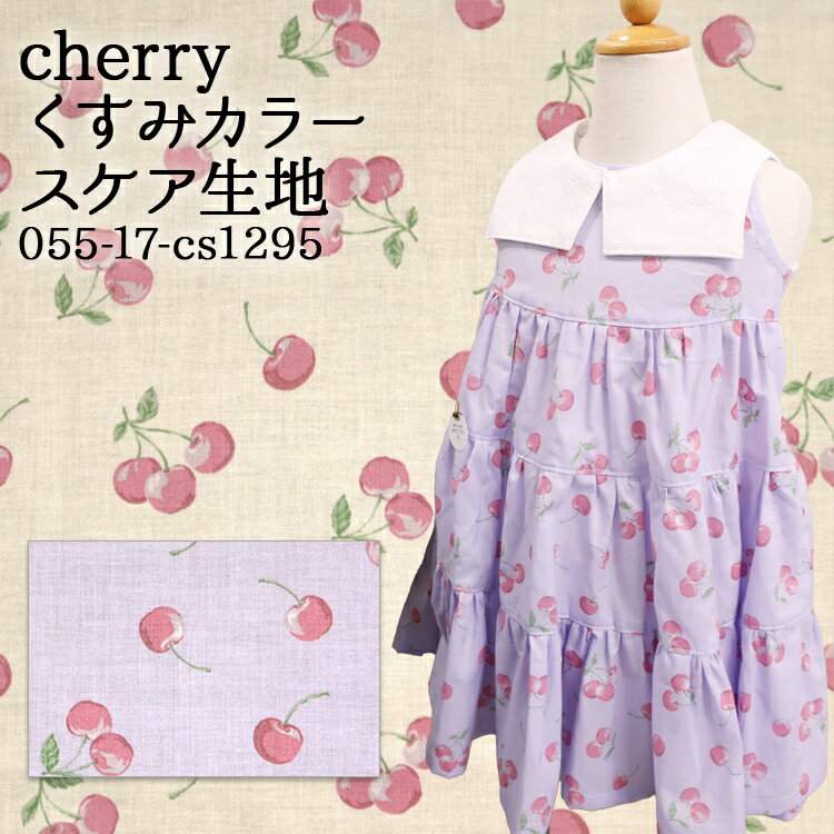 樂天商城 - cherry くすみカラー スケア生地 さくらんぼ スモーク くすみ チェリー 巾着 体操服入れ スクールバッグ 学校 入園 入学 布地 50cm単位