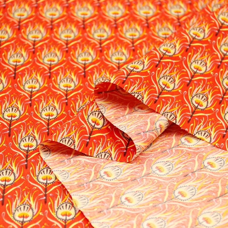 孔雀の羽 メルマガ商品 ブロード生地 くじゃく アロハシャツ ブラウス カッコイイ オリエンタル 個性的 ハンドメイド 手作り服 布地 50cm単位