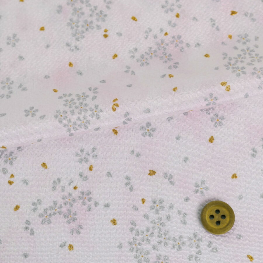 Rakuten - ちりめん生地 干支向き 淡いぼかしに銀桜 (薄ピンク) 10cm単位 切り売り
