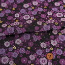 金襴生地(金らん) 梅菊重ね(黒/紫) 10cm単位 切り売り