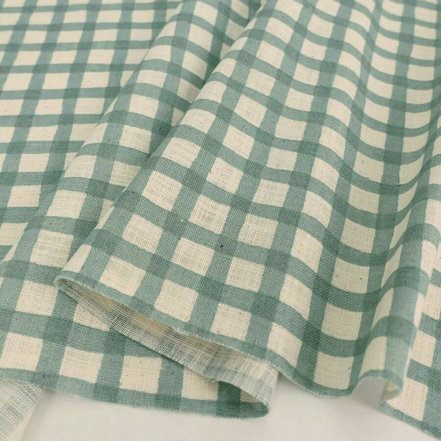 Rakuten - 麻みたいなコットン生地 チェック柄 (ミントグリーン) 10cm単位 切り売り