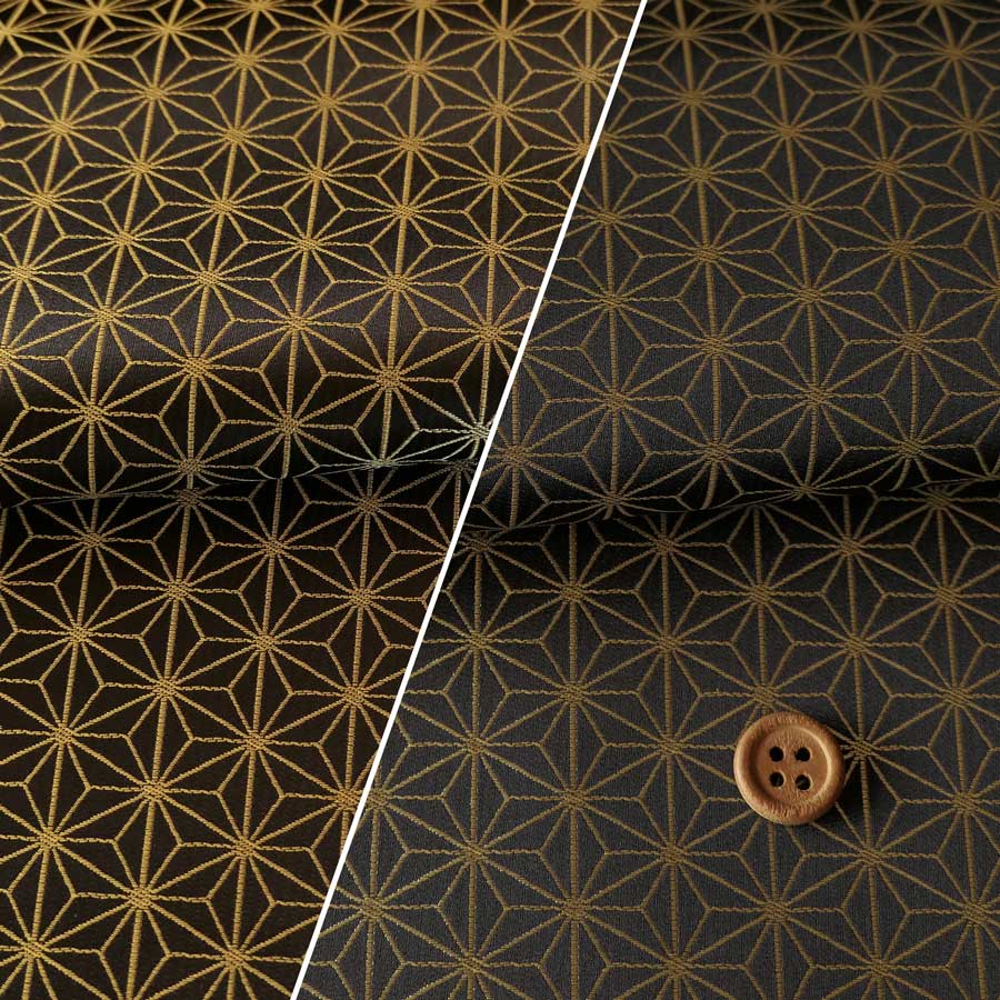 乐天商城 - 光沢ジャカード 麻の葉(黒) 10cm単位 切り売り