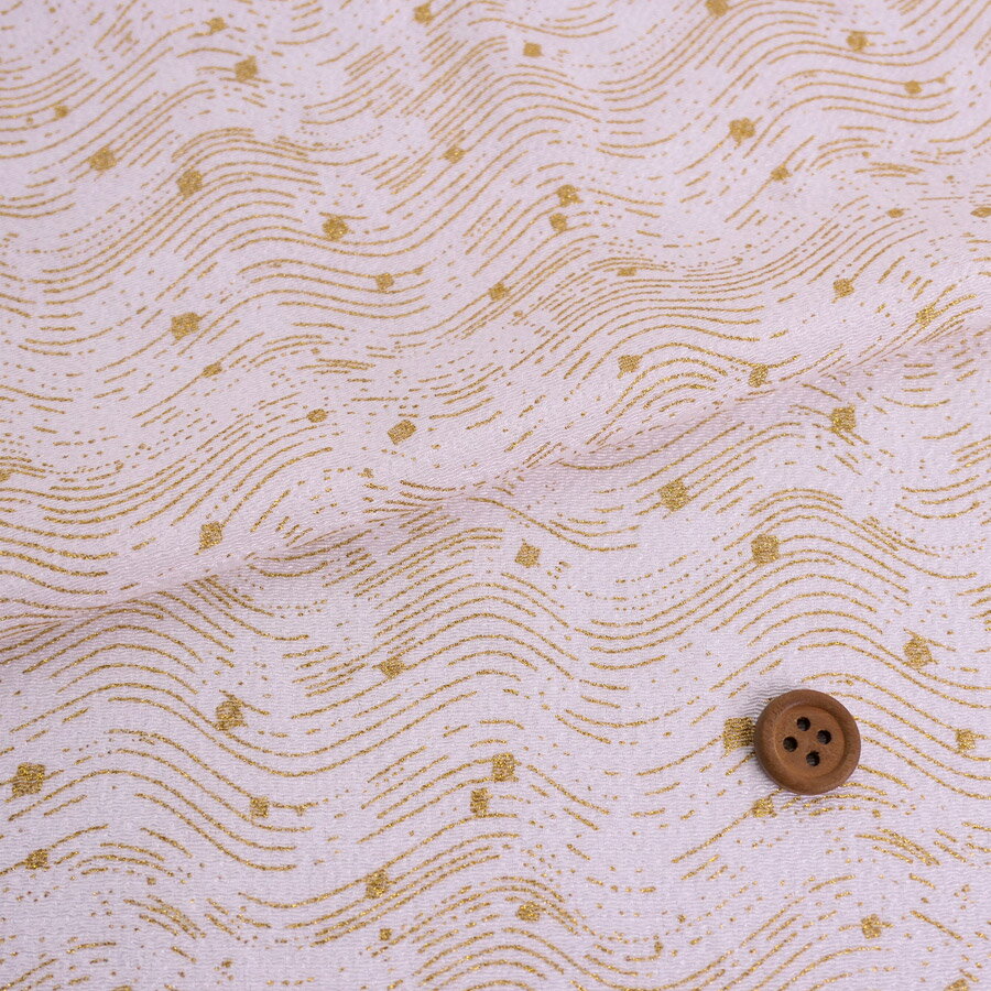 乐天商城 - 小幅ちりめん生地 干支向き 金彩さざ波 (白) 10cm単位 切り売り