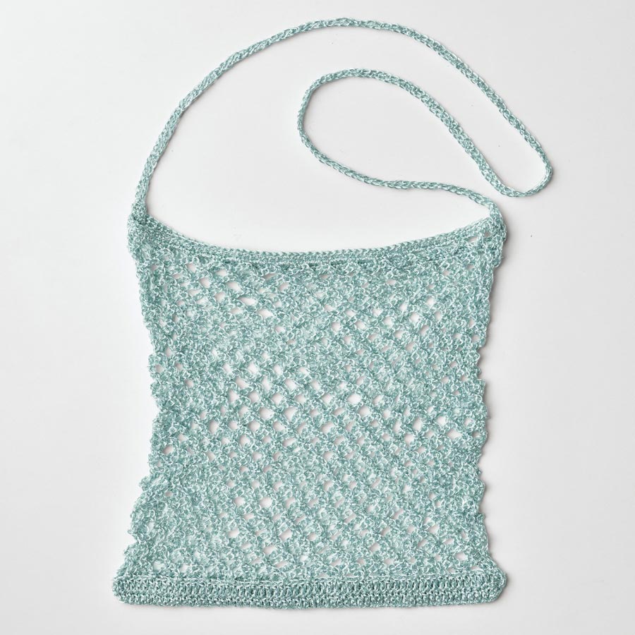 キット・メタリックコードで編むメッシュバッグ(シルバー×ミント)