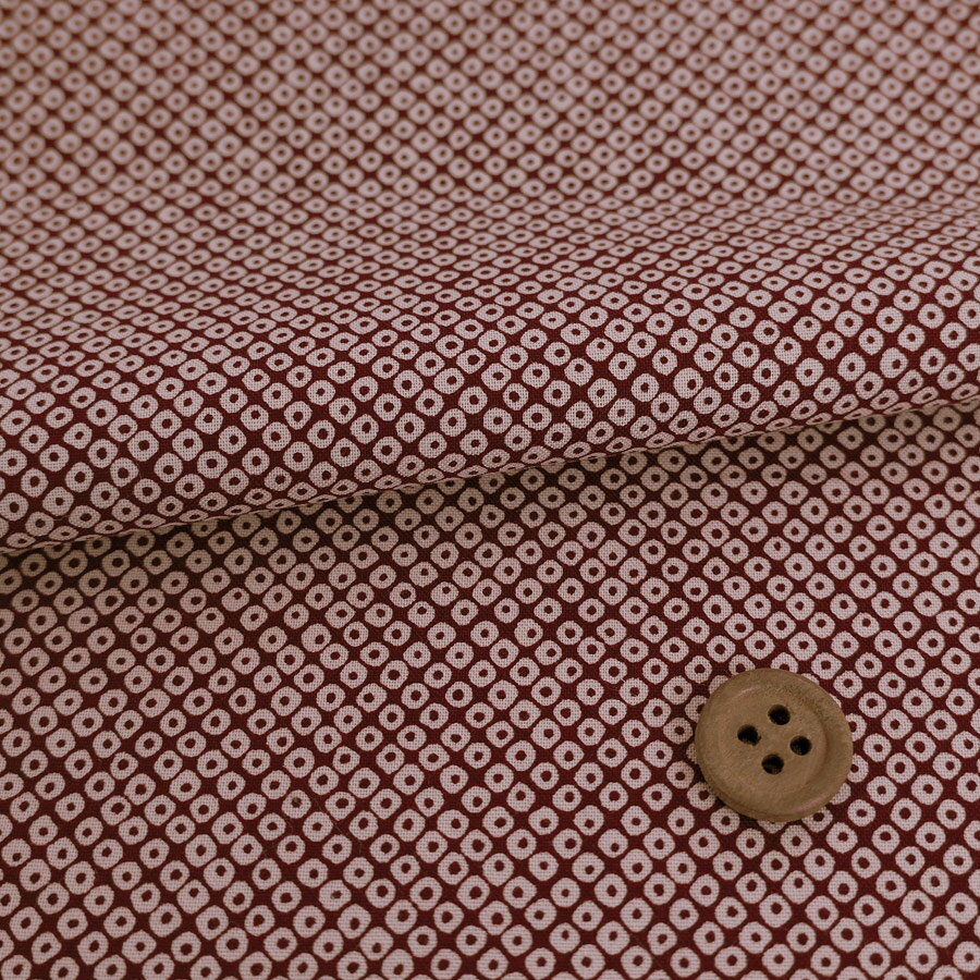 Rakuten - 和柄コットン生地 疋田しぼり柄(あずき色) 10cm単位 切り売り