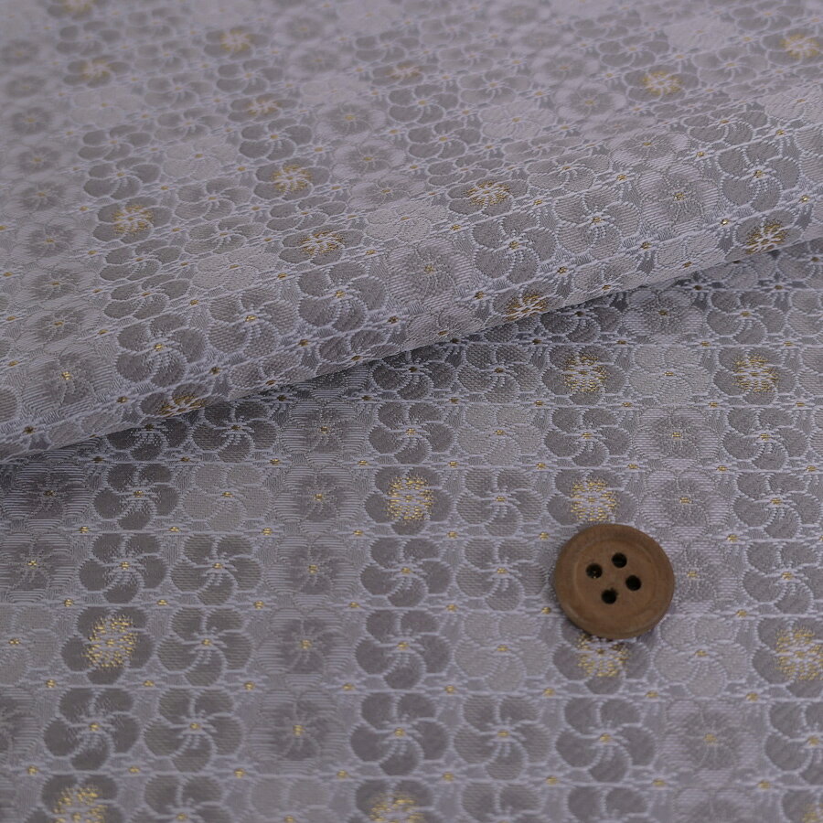 乐天商城 - 金襴生地(金らん) ねじ梅並べ(薄銀ねず) 10cm単位 切り売り