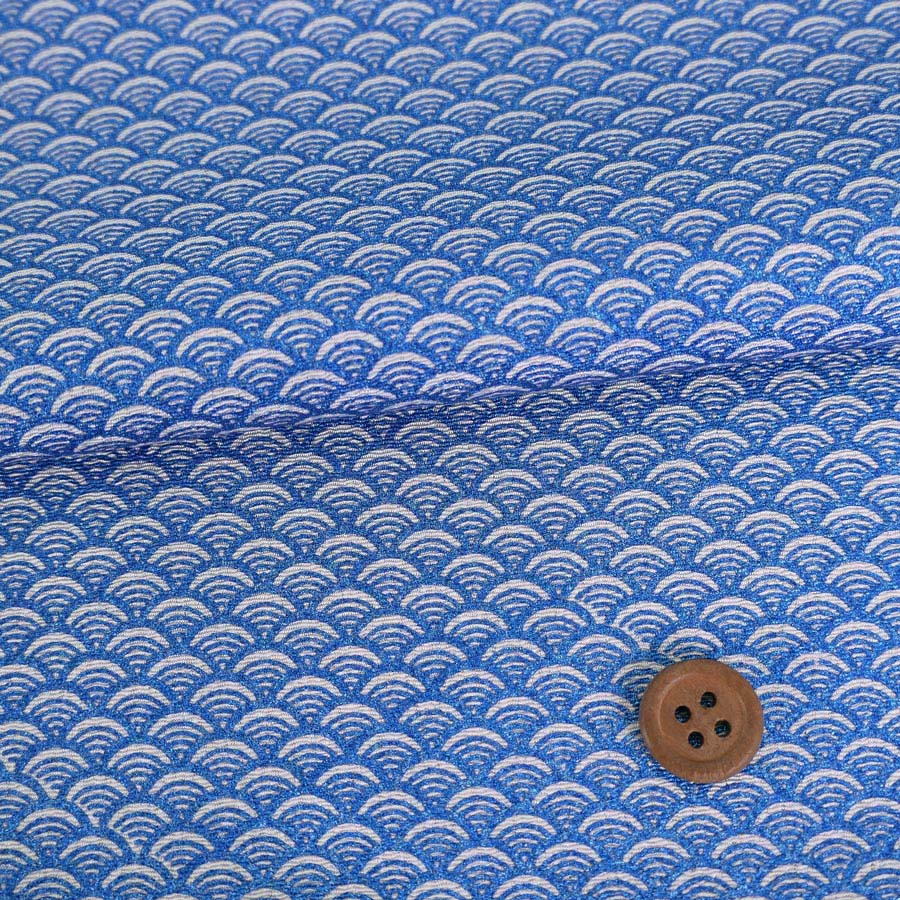 乐天商城 - ちりめん生地 青海波(ラメブルー) 10cm単位 切り売り