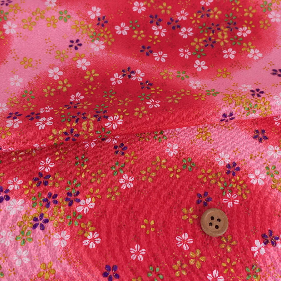 乐天商城 - ちりめん生地 花吹雪(赤桃) 10cm単位 切り売り