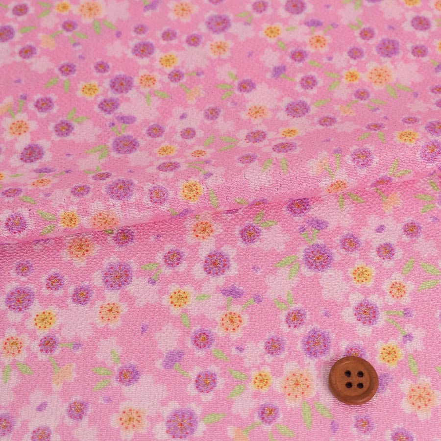 ちりめん生地 ときめき桜(ピンク) 10cm単位 切り売り