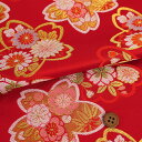 金襴生地(金らん) 桜取り花文様(赤) 10cm単位 切り売り