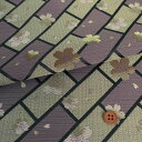 金襴生地(金らん) 桧垣にのぞく桜(ねずみ色) 10cm単位 切り売り