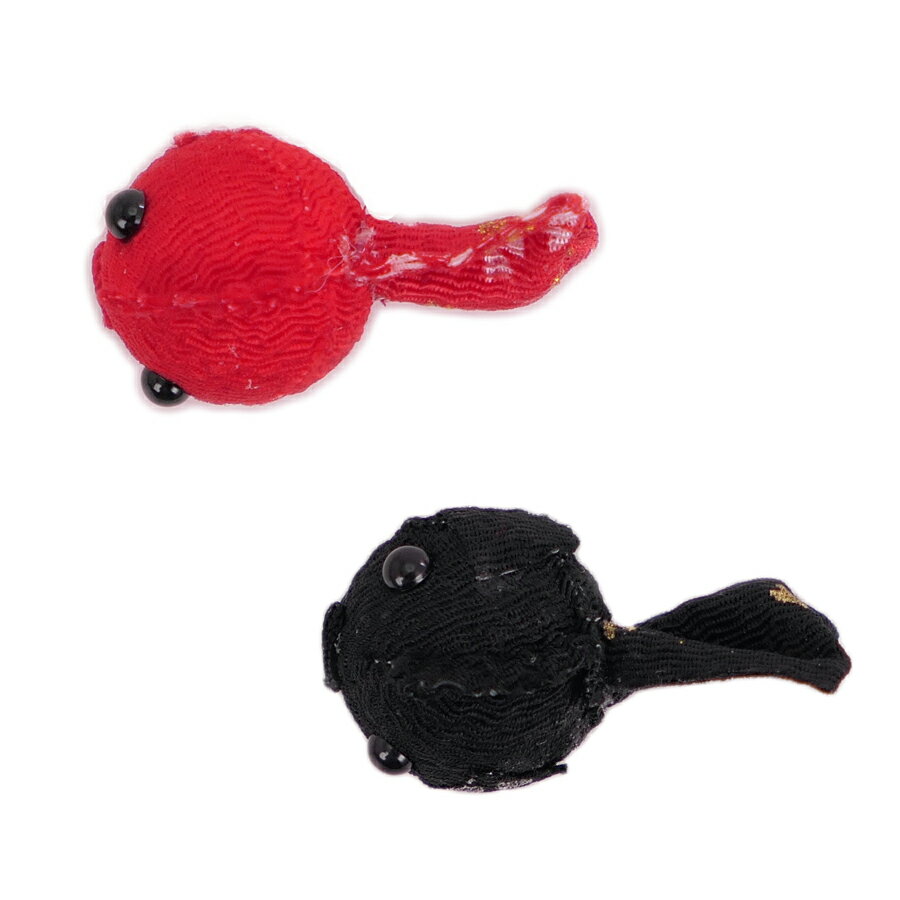 ちりめん細工パーツ（完成品）豆金魚・赤黒セット(お買い得品)
