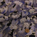 金襴生地(金らん) 波しぶき(黒/青) 10cm単位 切り売り