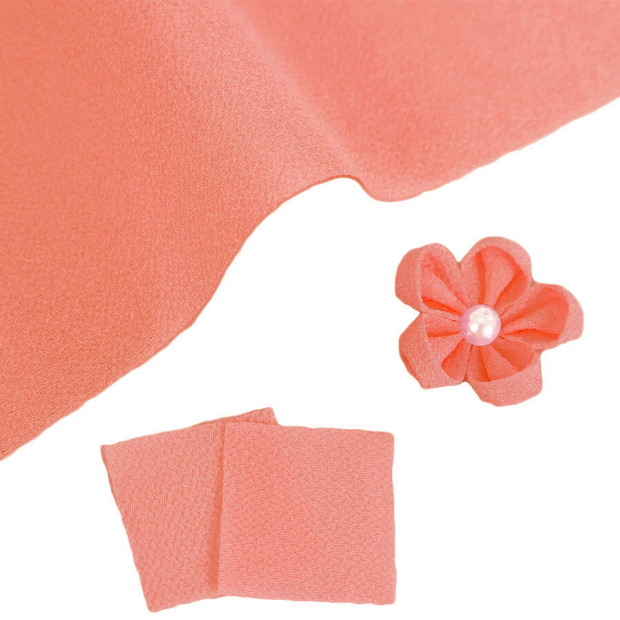 乐天商城 - つまみ細工用カット済み生地・一越ちりめん(サーモンピンク) 3cm角 20枚/100枚