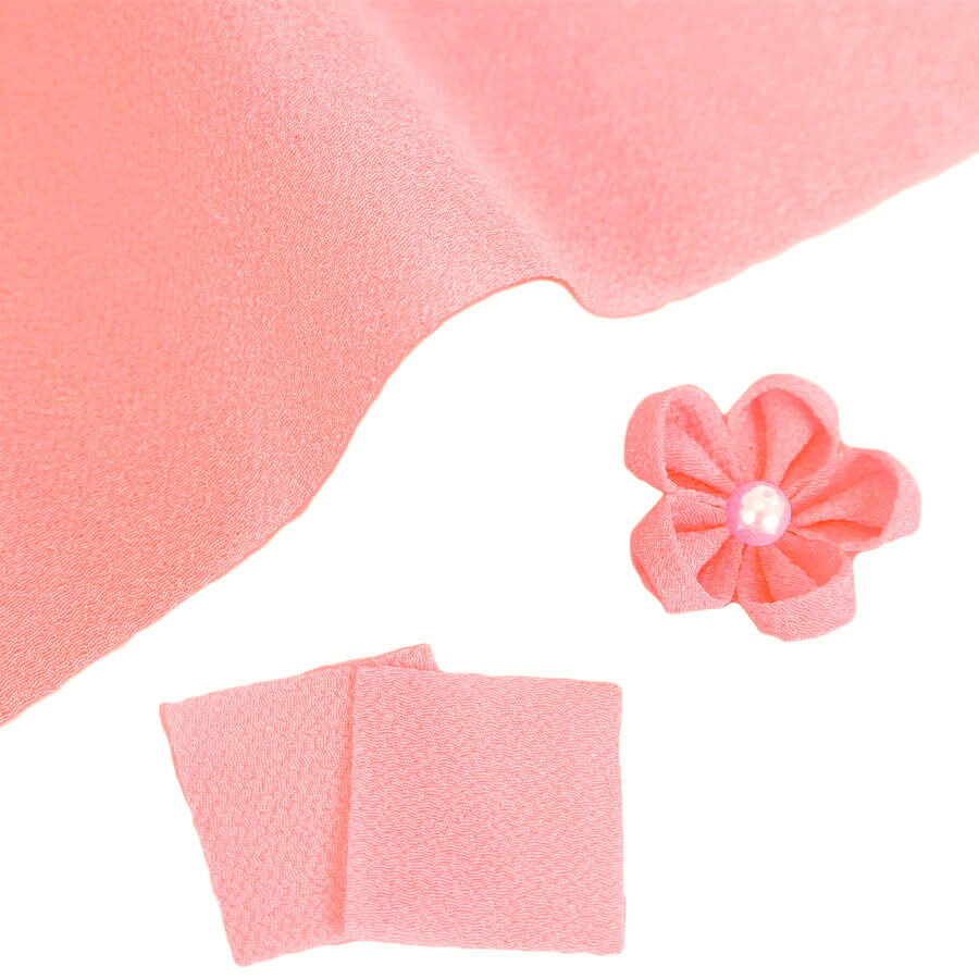 つまみ細工用カット済み生地・一越ちりめん(はねず色) 3cm角 20枚/100枚