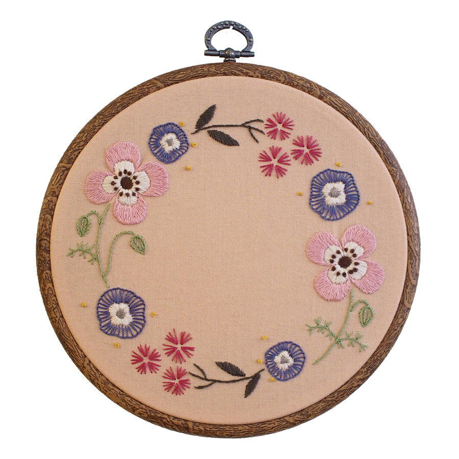 フランス刺しゅうキット GARDEN PARTY アネモネのリース(フープ付)