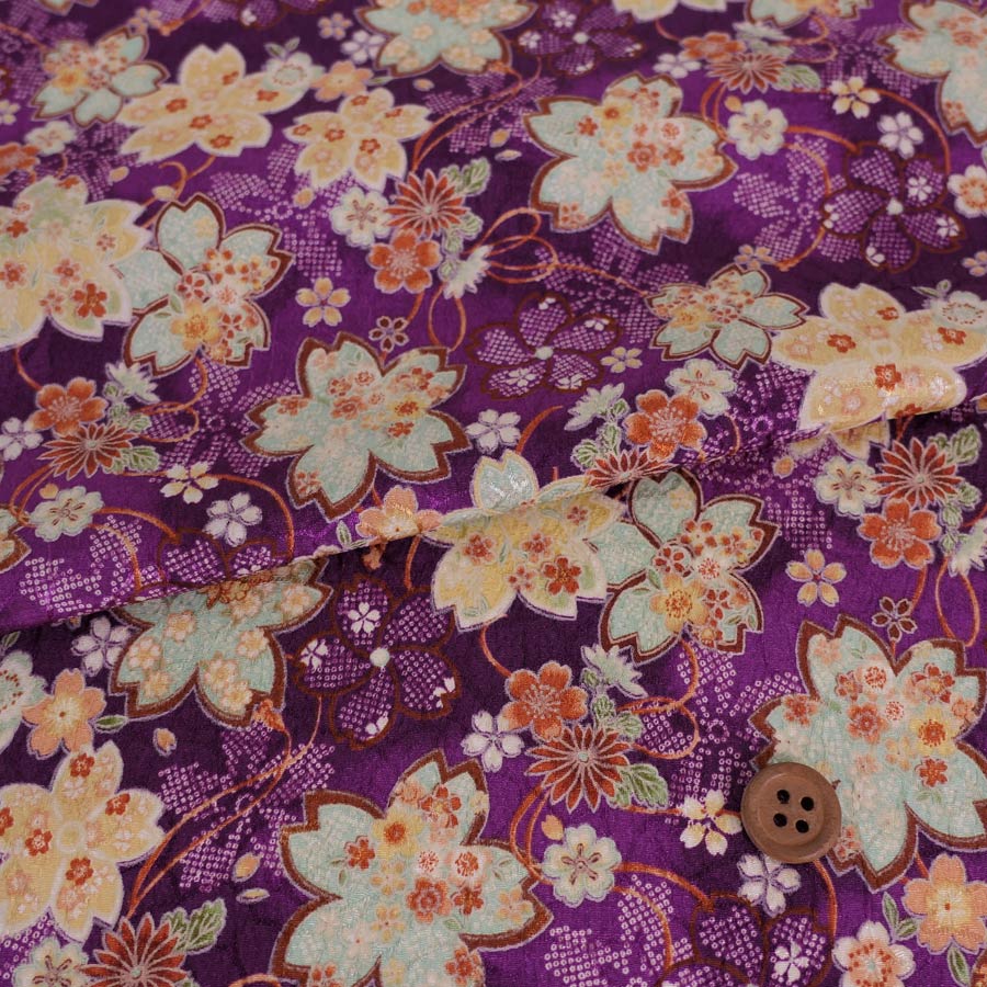 Rakuten - ポリジャガードちりめん生地 さくら(紫)10cm単位 切り売り