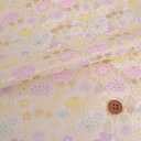 金襴生地(金らん) たてわくに菊桜(イエロー) 10cm単位 切り売り