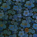 金襴生地(金らん) 親子ねじ梅(黒/青) 10cm単位 切り売り