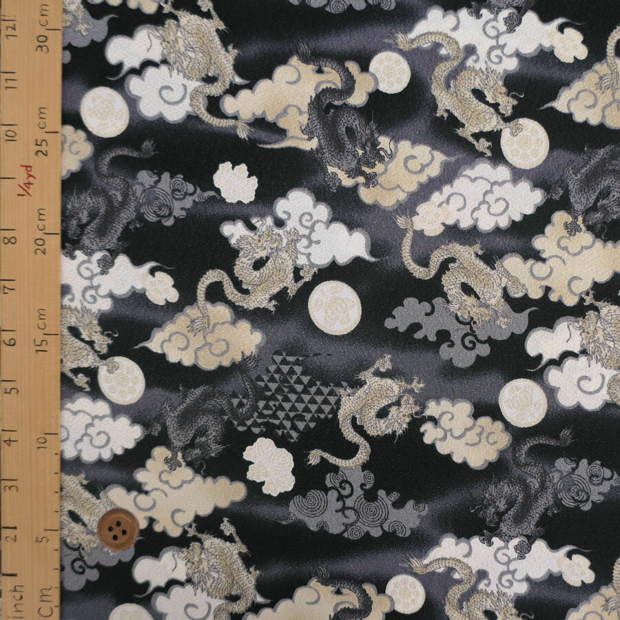 ポリちりめん・飛龍(黒) 10cm単位 切り売り