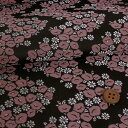 金襴生地(金らん) 椿波(黒/ピンク) 10cm単位 切り売り