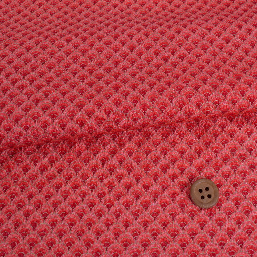 Rakuten - ちりめん生地 グラデーション青海波(朱赤) 10cm単位 切り売り