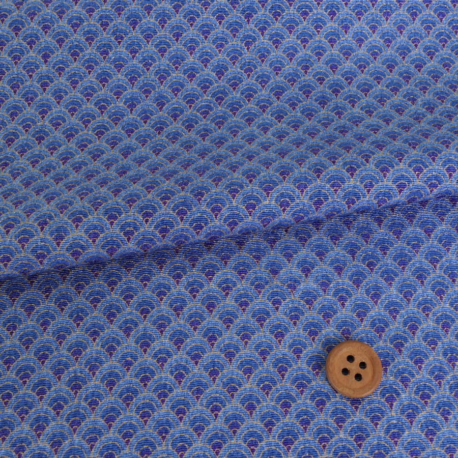 Rakuten - ちりめん生地 グラデーション青海波(青) 10cm単位 切り売り