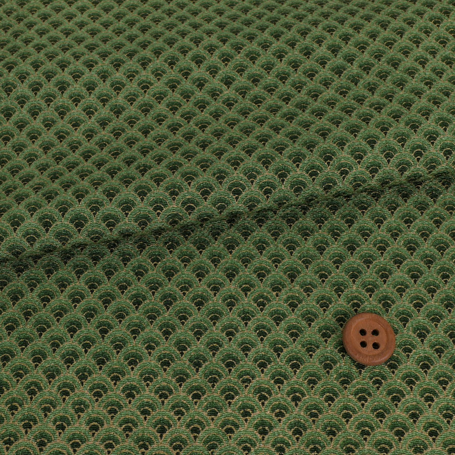 ちりめん生地 グラデーション青海波(緑) 10cm単位 切り売り