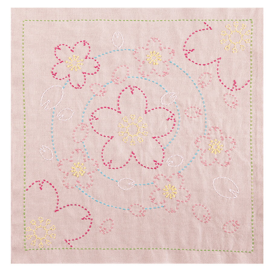 Rakuten - 刺し子キット 花ふきん 水辺の桜(渋ピンク)