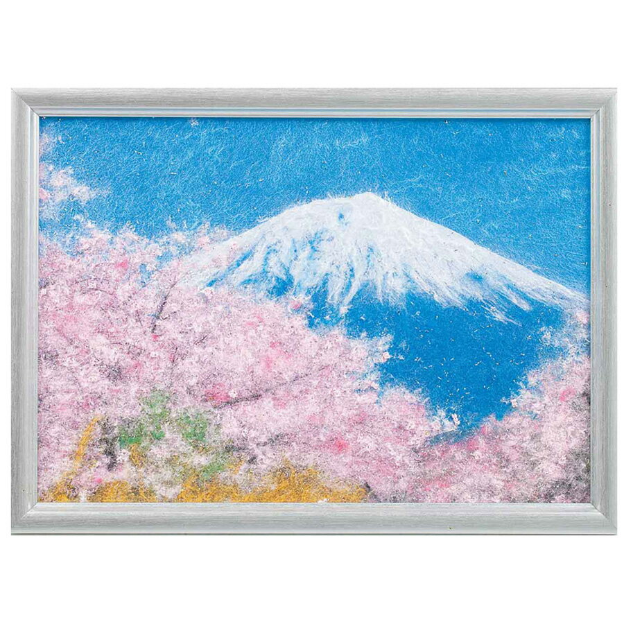メタリックヤーンの貼り絵アート 手作りキット 富士山