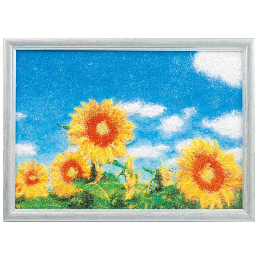 メタリックヤーンの貼り絵アート 手作りキット ひまわり