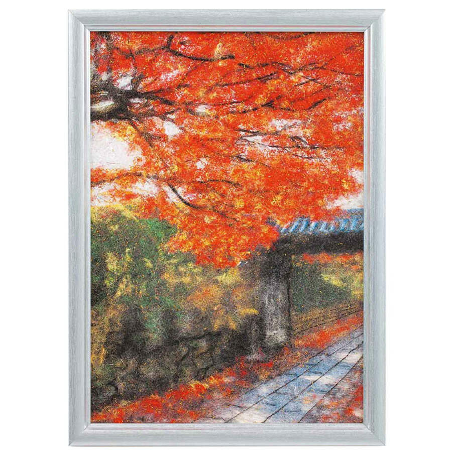 メタリックヤーンの貼り絵アート 手作りキット 紅葉