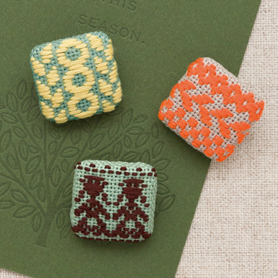 Rakuten - こぎんキット・くるみボタン四角 3個セット（フォークロア）