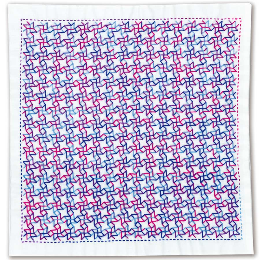 刺し子キット・一目刺しの花ふきん・風車（白）