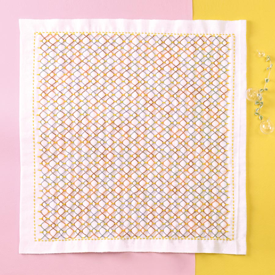 Rakuten - 刺し子キット くぐり刺しの花ふきん 雫