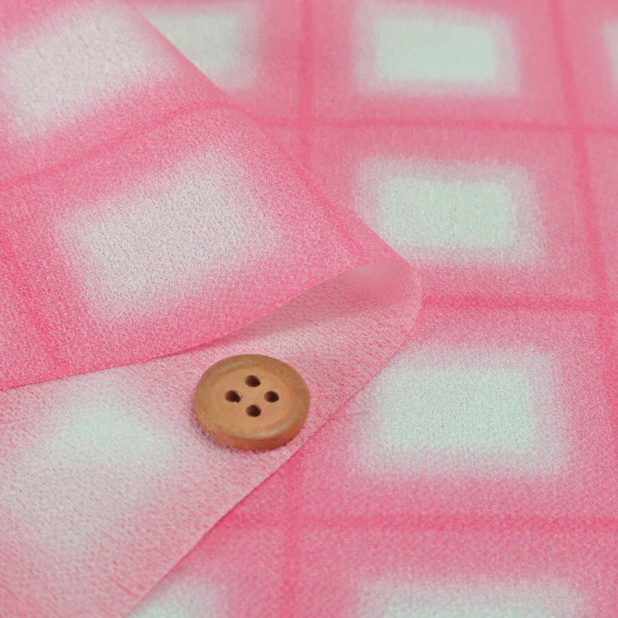 一越ちりめん生地 格子ぼかし(ローズピンク) 約10cm単位 切り売り