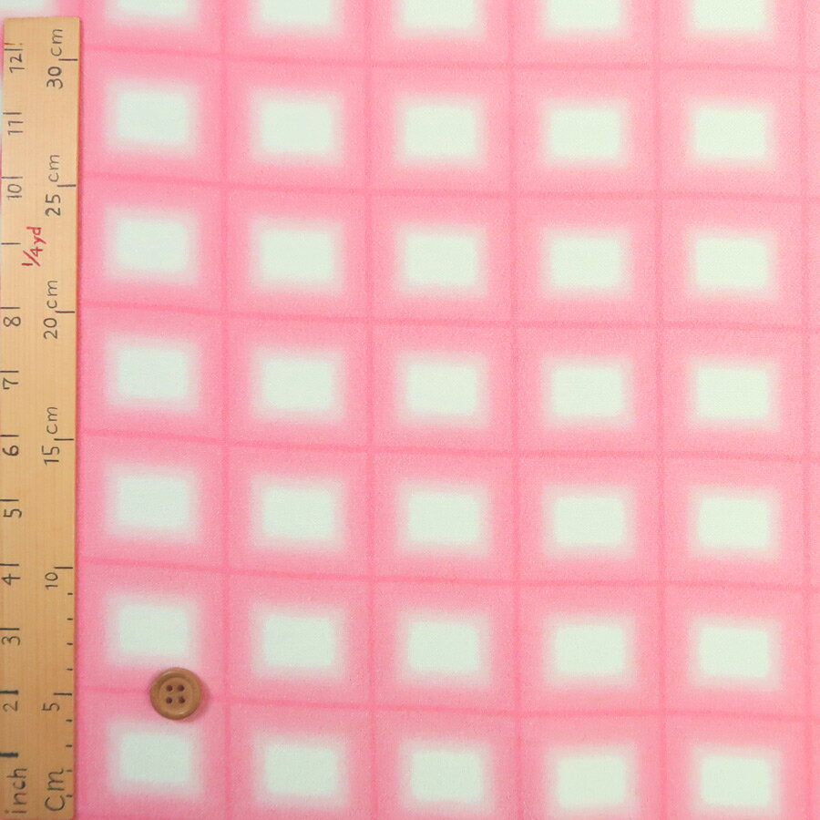 一越ちりめん生地 格子ぼかし(ローズピンク) 約10cm単位 切り売り