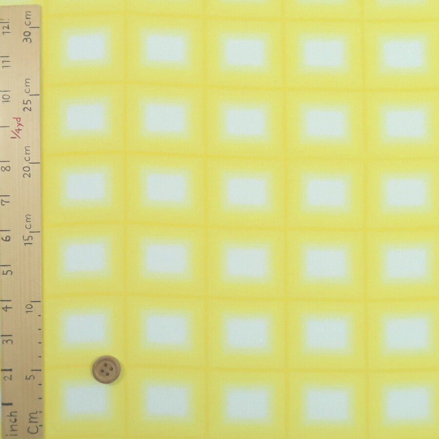 一越ちりめん生地 格子ぼかし(黄色) 約10cm単位 切り売り