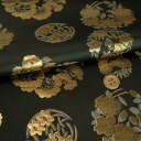 金襴生地(金らん) 金の花丸(黒) 10cm単位 切り売り