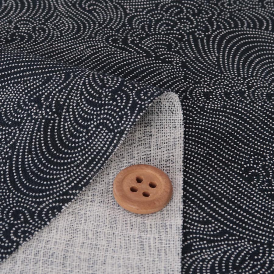 乐天商城 - 和柄コットン生地 点描の波文様(濃紺) 10cm単位 切り売り