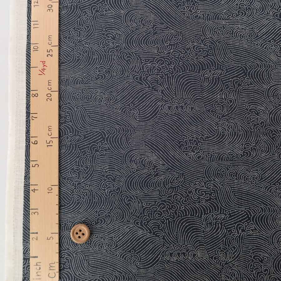 和柄コットン生地 点描の波文様(濃紺) 10c...の紹介画像3