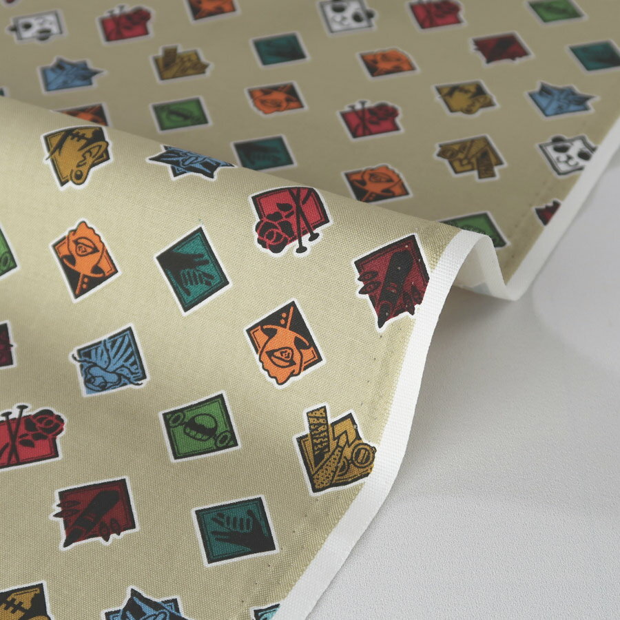 Rakuten - 呪術廻戦 コットン生地 アイコン柄(ベージュ) 10cm単位 切り売り