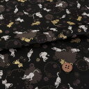 金らん・雪輪に猫(黒) 10cm単位 切り売り