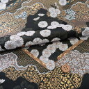 金襴生地(金らん) 山型切りばめ風道長菊花(黒) 10cm単位 切り売り