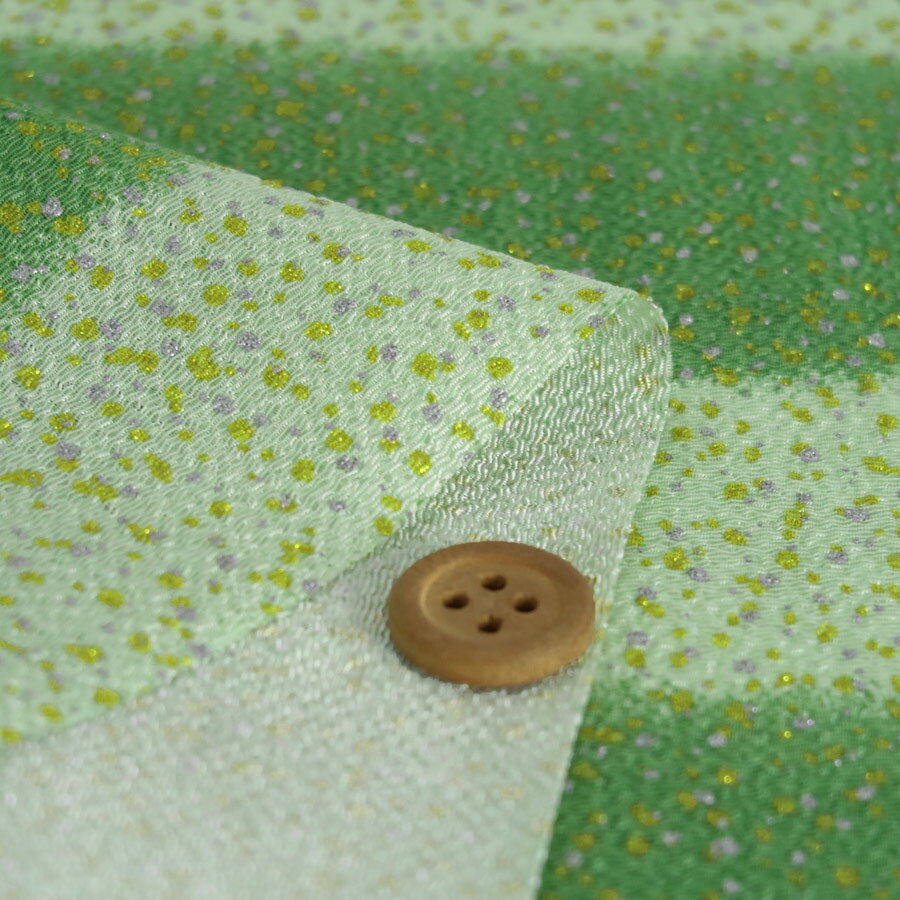 ちりめん生地 段ぼかしに金銀ふぶき(黄緑) 10cm単位 切り売り