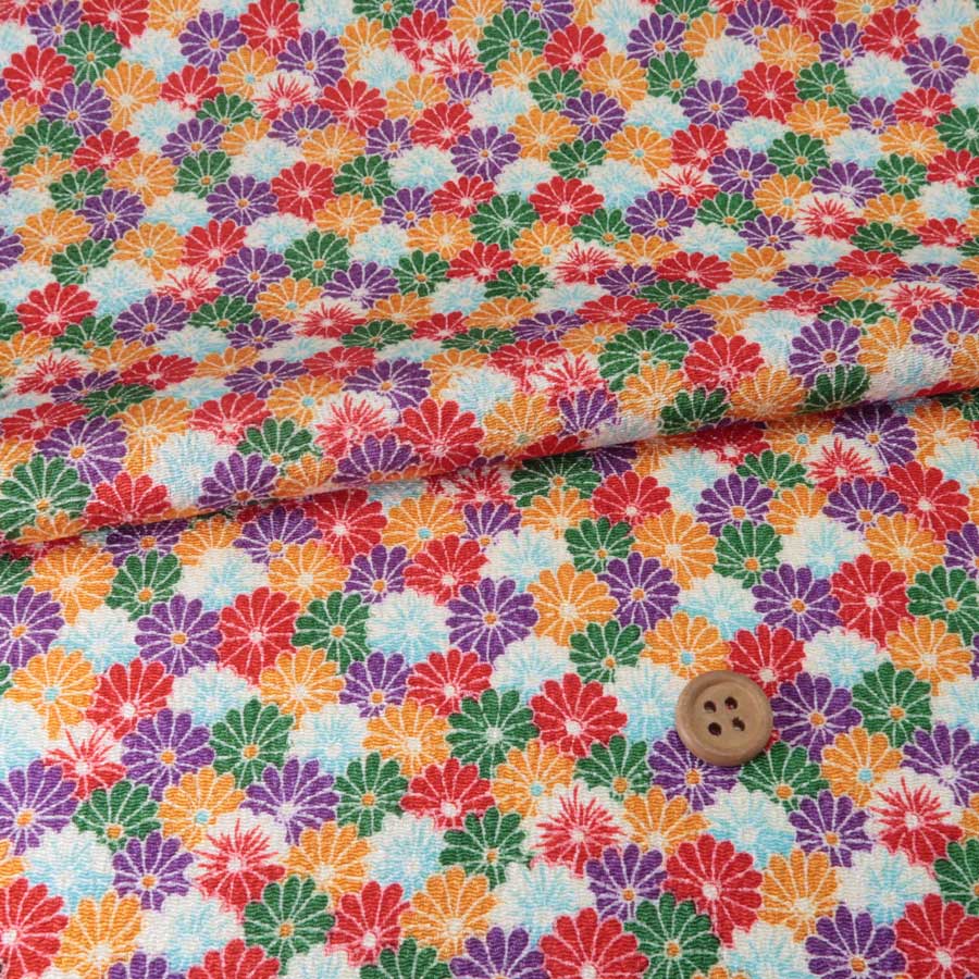 乐天商城 - ちりめん生地・小菊詰め(春色) 10cm単位 切り売り