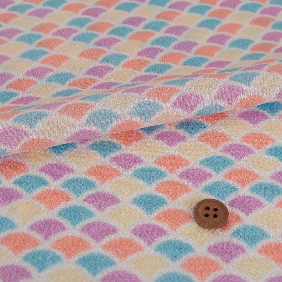 乐天商城 - ちりめん生地・扇波(淡色) 10cm単位 切り売り