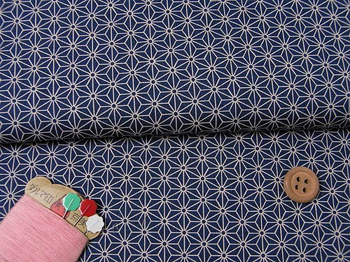 乐天商城 - 和風コットン生地・麻の葉(紺) 10cm単位 切り売り