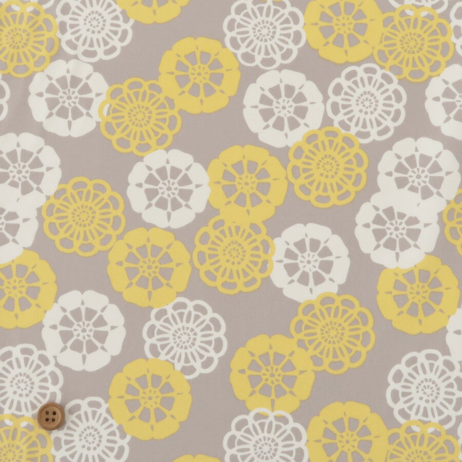 Rakuten - 和柄コットン生地 花ぐるま 150cm幅(グレージュ) 10cm単位 切り売り